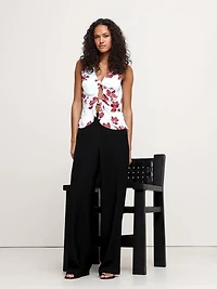 Georgette Tie-Front Top