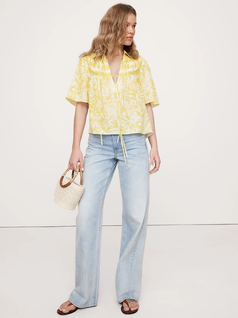 Matte Silk Tie-Front Shirt