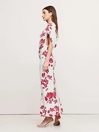 Stretch-Crepe Asymmetrical Open-Back Maxi Dress