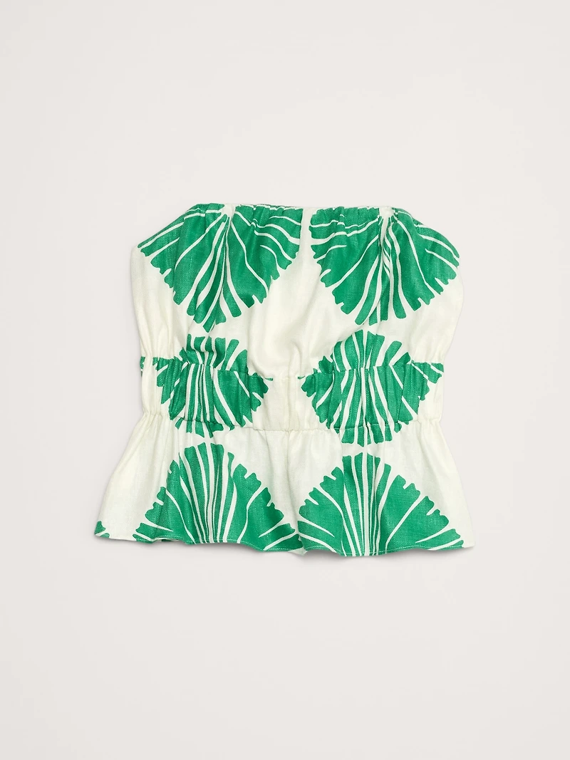 Strapless Linen Peplum Top