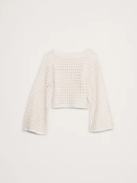 Cotton Crochet-Style Cropped Sweater