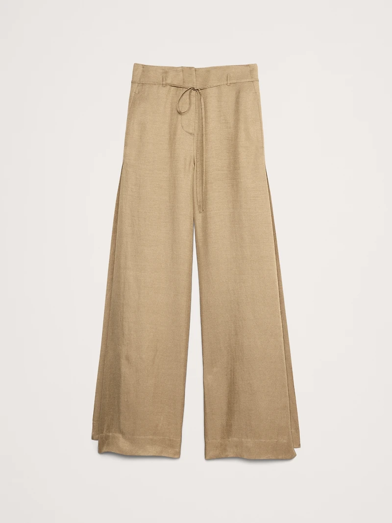 Ultra High-Rise Wide-Leg Viscose-Linen Pant with Side Slits
