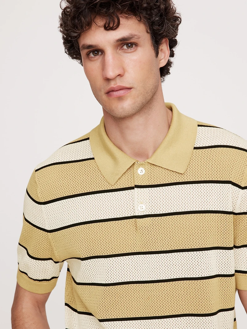 Superfine Cotton Mesh Sweater Polo