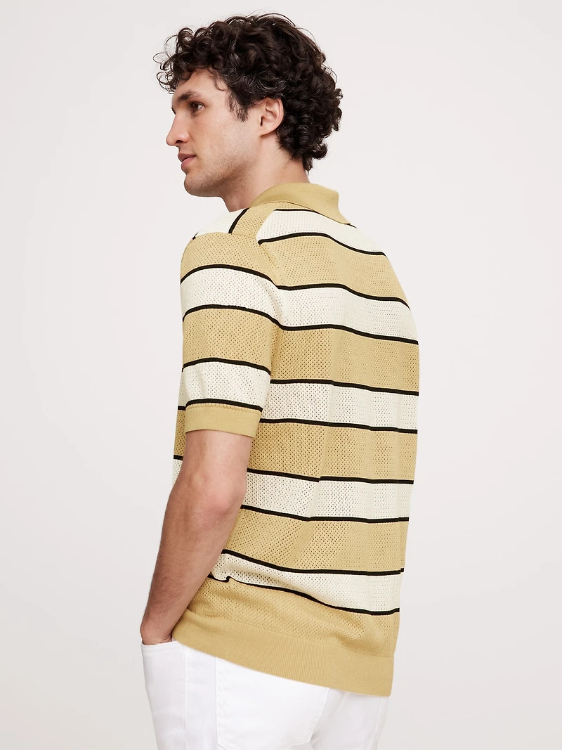 Superfine Cotton Mesh Sweater Polo