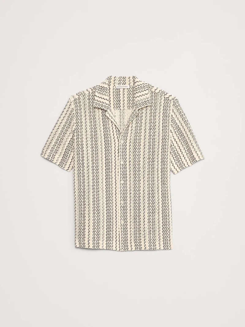 Relaxed-Fit Wavy Stripe Cotton Resort Shirt