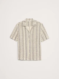 Relaxed-Fit Wavy Stripe Cotton Resort Shirt