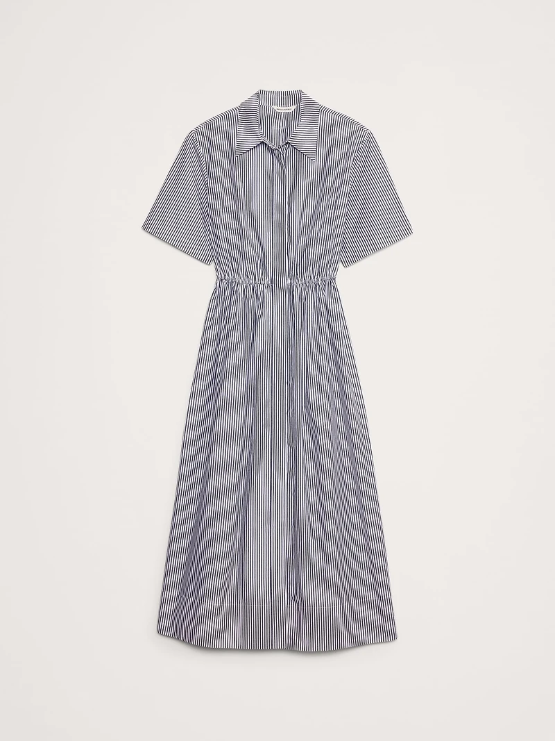 Cotton Poplin Open-Back Shirt Dress