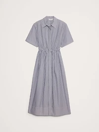 Cotton Poplin Open-Back Shirt Dress