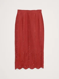 Tencel™-Linen Eyelet Long Midi Skirt
