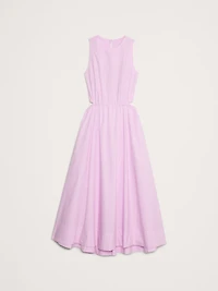 Cotton Poplin Cut-Out Midi Dress