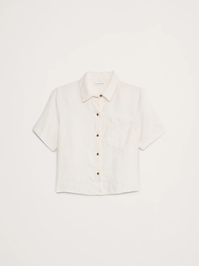Boxy Linen Short-Sleeve Shirt