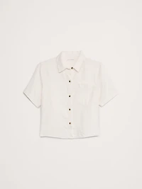 Boxy Linen Short-Sleeve Shirt