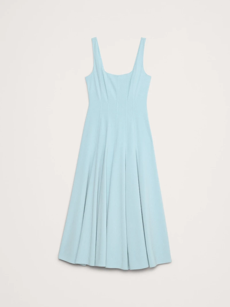 Stretch-Sateen Square-Neck Long Midi Dress