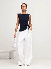Lightweight Cashmere Drawstring-Hem Tank