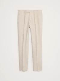 Herringbone Cotton-Linen Slim Suit Pant