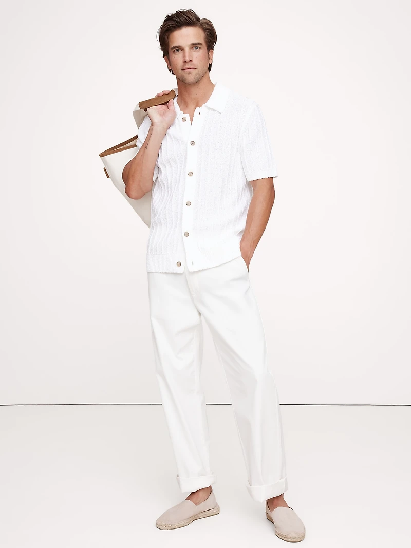 Wide-Ribbed Cotton Knit Shirt