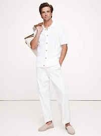 Wide-Ribbed Cotton Knit Shirt