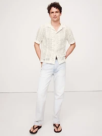 Relaxed-Fit Crochet Resort Shirt