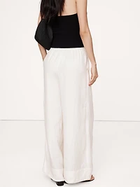 High-Rise Wide-Leg Linen Pull-On Ankle Pant