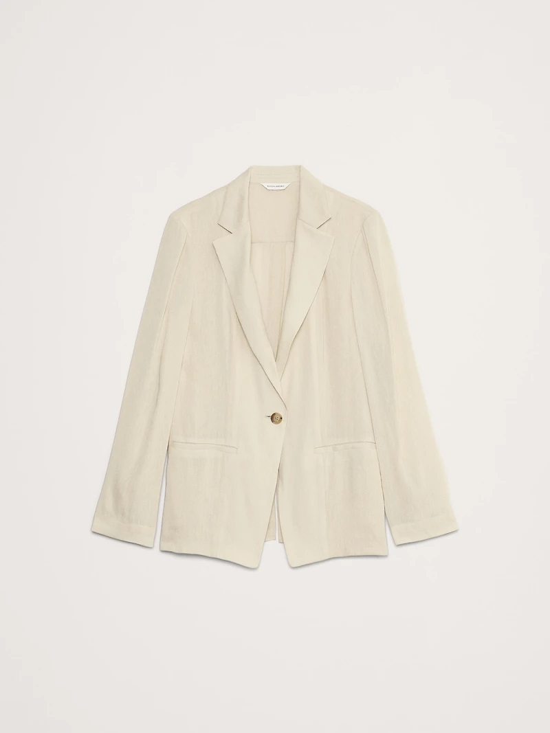 Linen-Viscose Open-Back Blazer