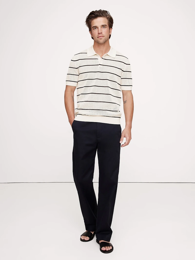 Superfine Cotton Mesh Sweater Polo