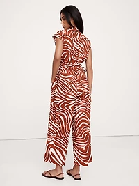 Cotton Poplin Wide-Leg Cropped Jumpsuit