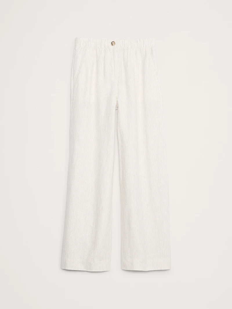 Wide-Leg Linen Pull-On Pant