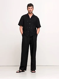 Standard-Fit Embroidered Tencel™-Linen Resort Shirt