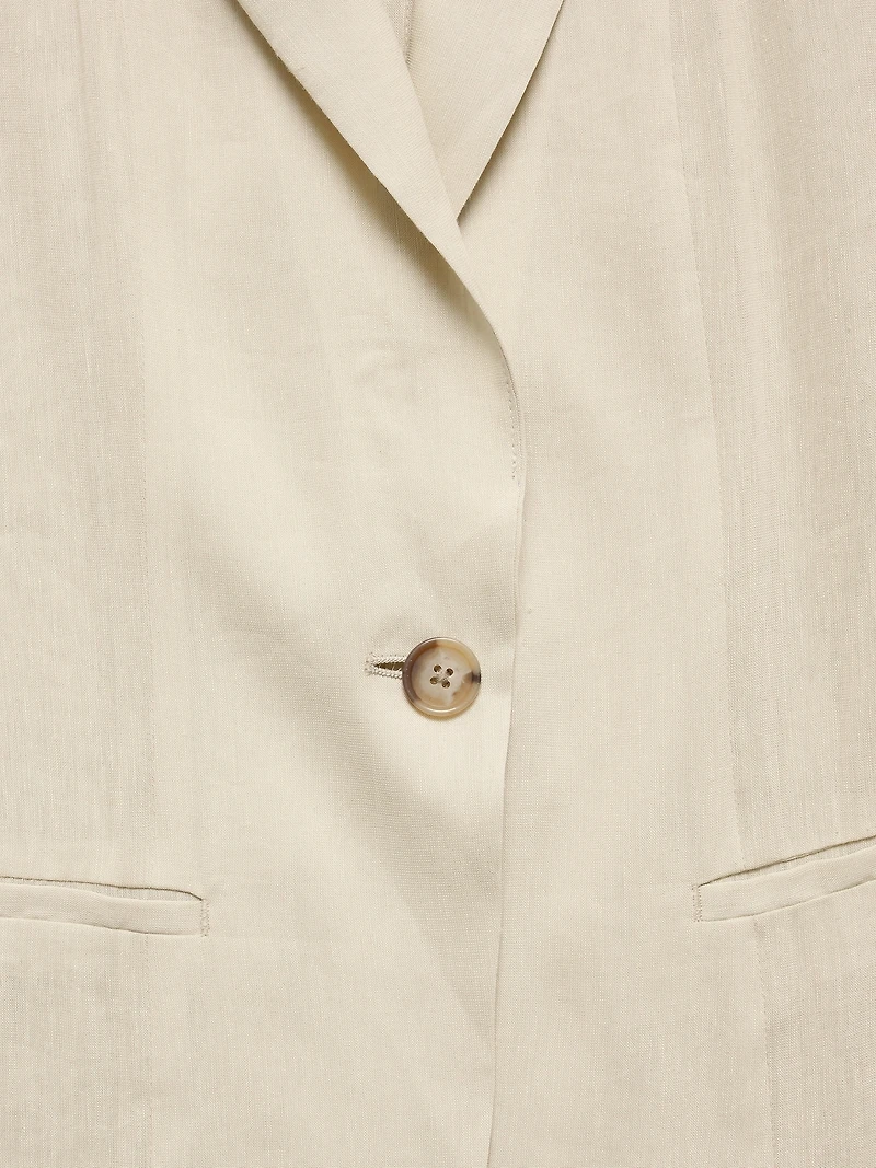 Linen-Viscose Open-Back Blazer