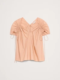 Oversized Cotton Poplin Drawstring Top