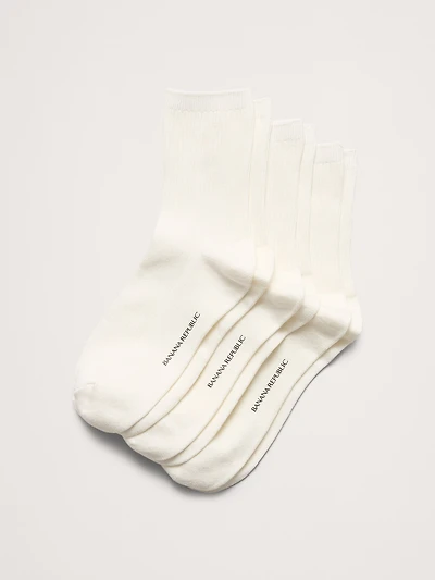Silk-Cotton Blend Crew Sock 3-Pack