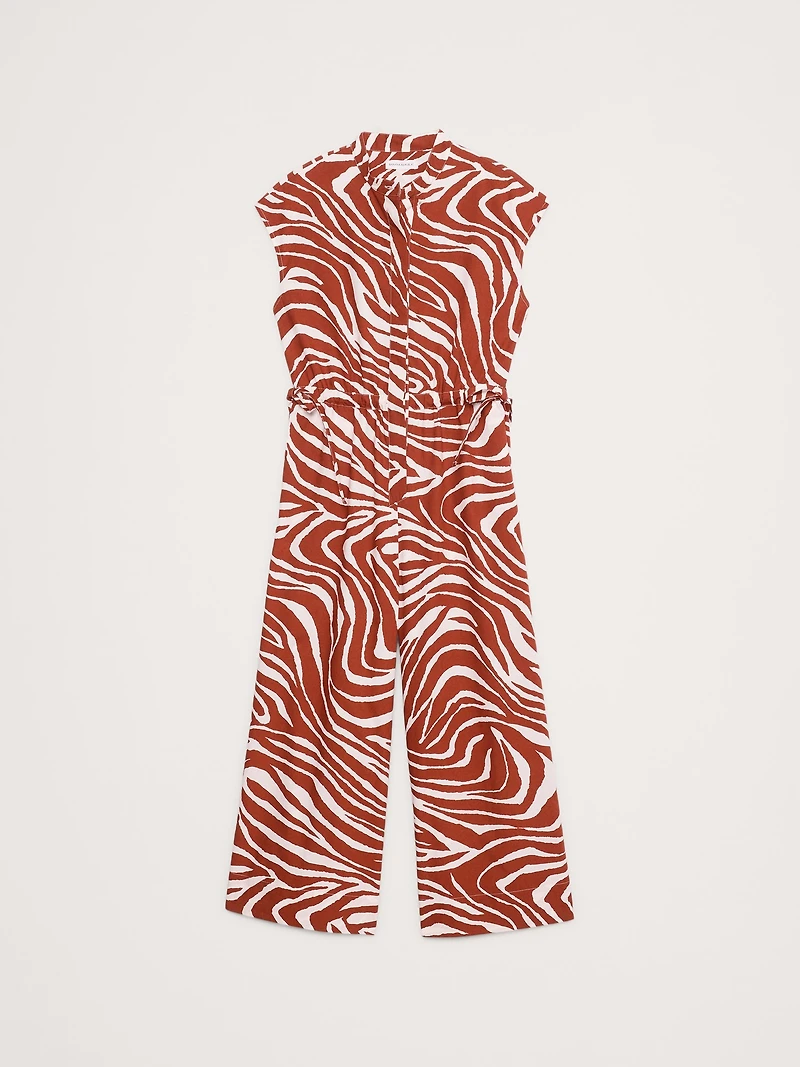 Cotton Poplin Wide-Leg Cropped Jumpsuit