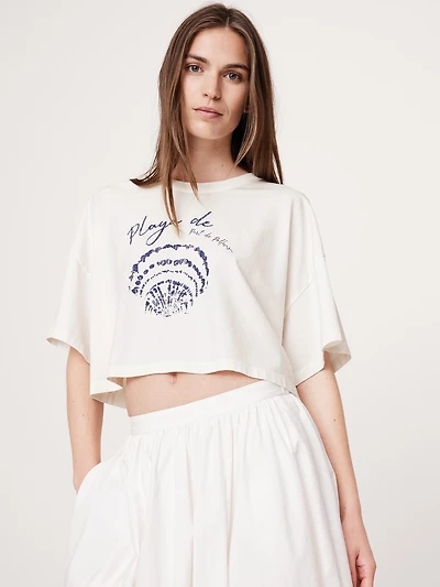 Oversized Vintage Cotton Cropped T-Shirt