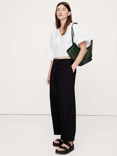 Oversized Cotton Poplin Cropped Top