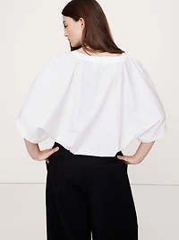 Oversized Cotton Poplin Cropped Top