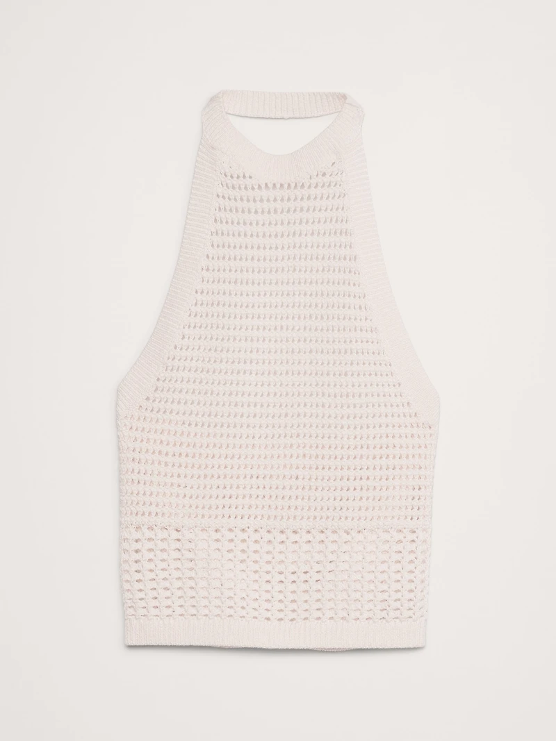 Cotton Crochet Mesh Halter Top