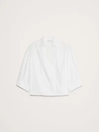 Balloon-Sleeve Cotton Poplin Popover Top