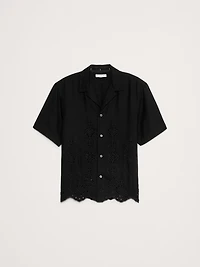 Standard-Fit Embroidered Tencel™-Linen Resort Shirt