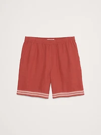 Embroidered Tencel™-Linen Pull-On Short