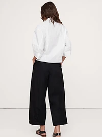 Balloon-Sleeve Cotton Poplin Popover Top