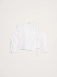 Cotton Poplin Puff-Sleeve Cropped Top