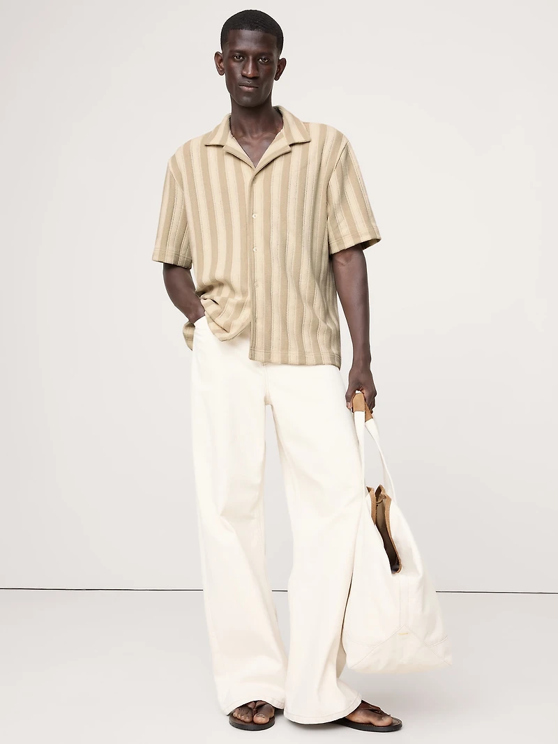Pointelle Stripe Resort Shirt