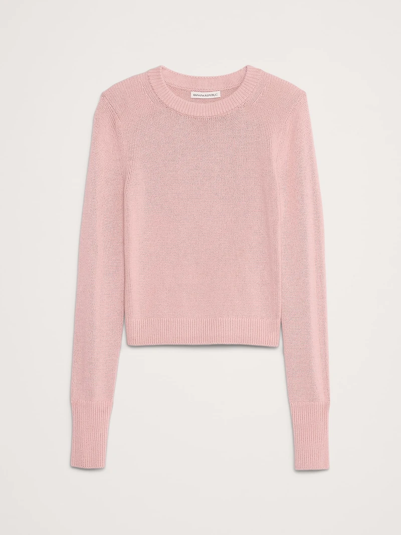 Cotton-Silk Crew-Neck Sweater