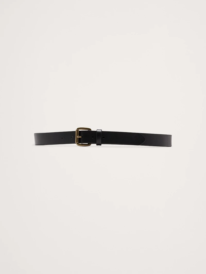 LEATHER BELT WITH ROLLER BUCKLE