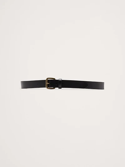 LEATHER BELT WITH ROLLER BUCKLE