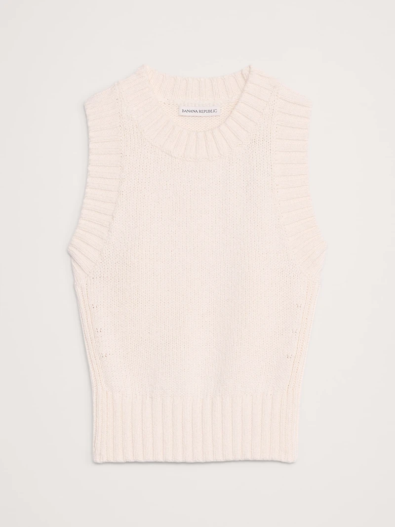COTTON-SILK CROPPED SWEATER TANK