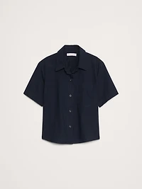 Boxy Cotton Poplin Short-Sleeve Shirt