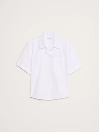 Boxy Cotton Poplin Short-Sleeve Shirt