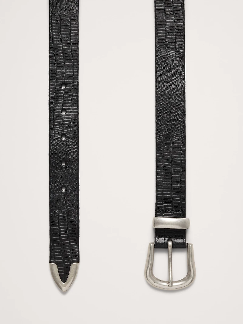 EMBOSSED LEATHER WESTERN BELT