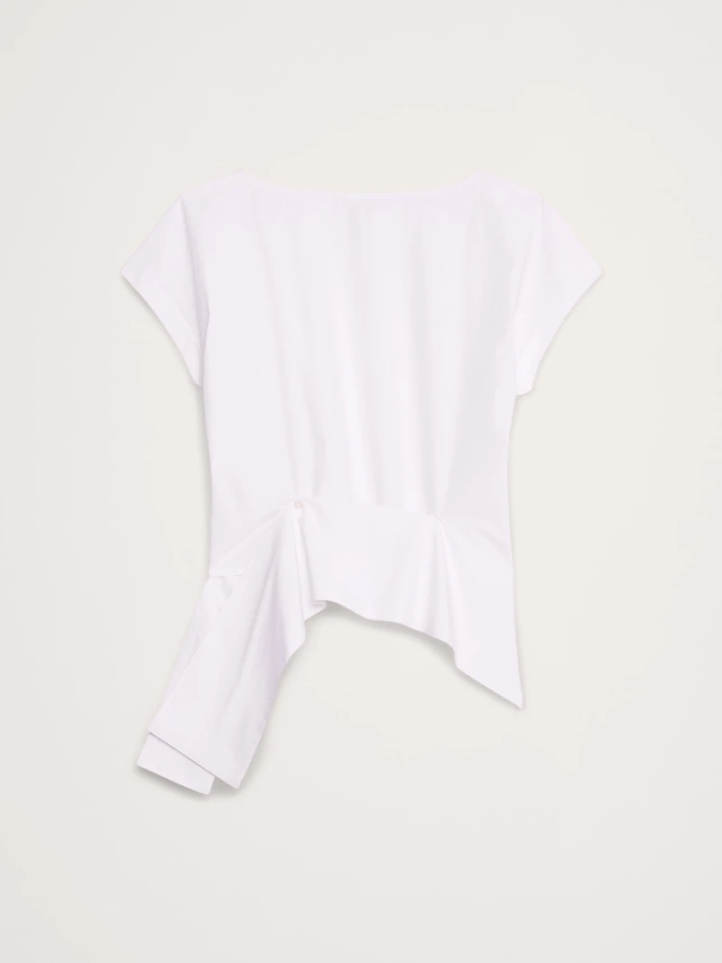 Cotton Poplin Boatneck Asymmetrical Top